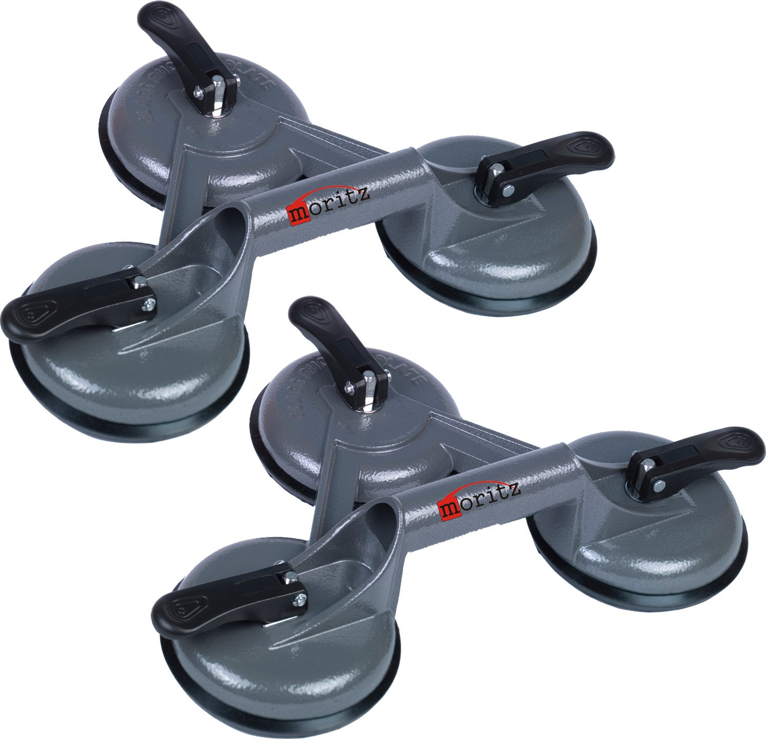 Moritz Ventosa de aluminio para vidrio, 120 kg, 120 mm, con 3 ventosas (2)