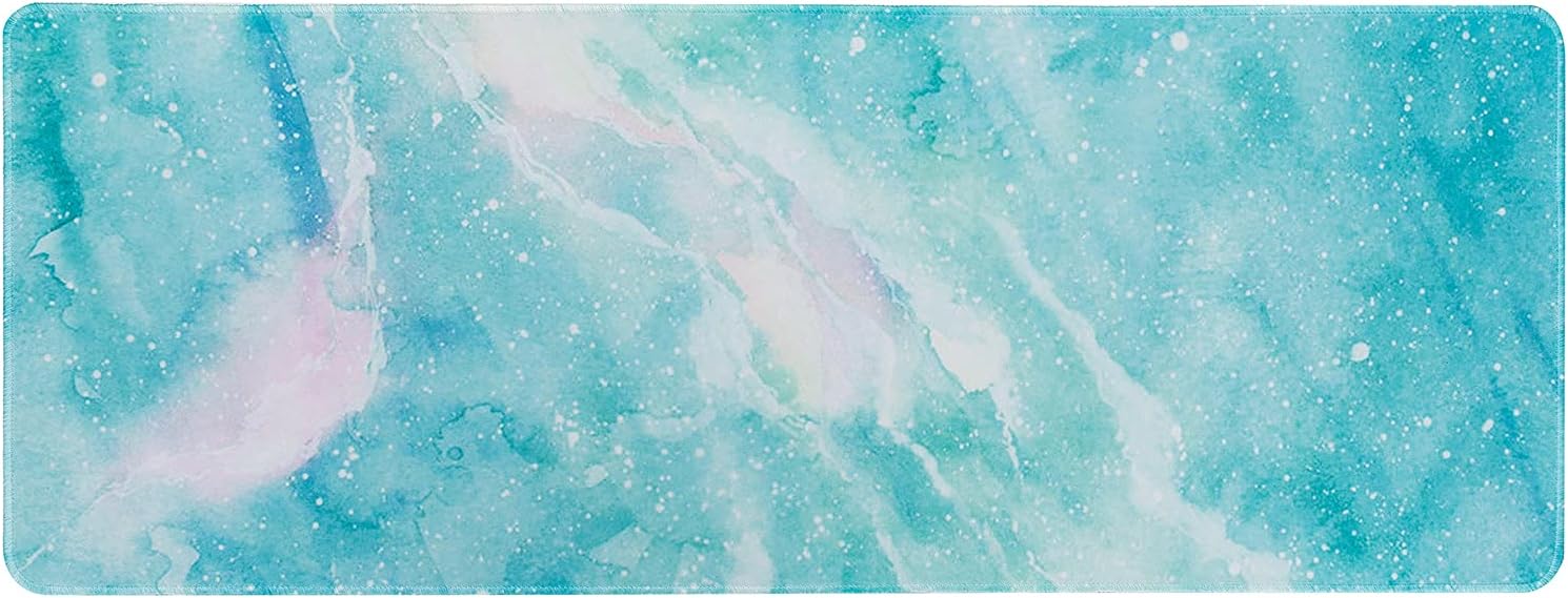 Agirlvct Desk Pad Protector,Cute Mouse Pad,Marble Office Desk Mat,Non-Slip Desk Pad for Keyboard and Mouse,Laptop Desk Leather Cover,Waterproof Writing Mat for Office Home (Light Blue,31.5" x 11.8") : Office Products