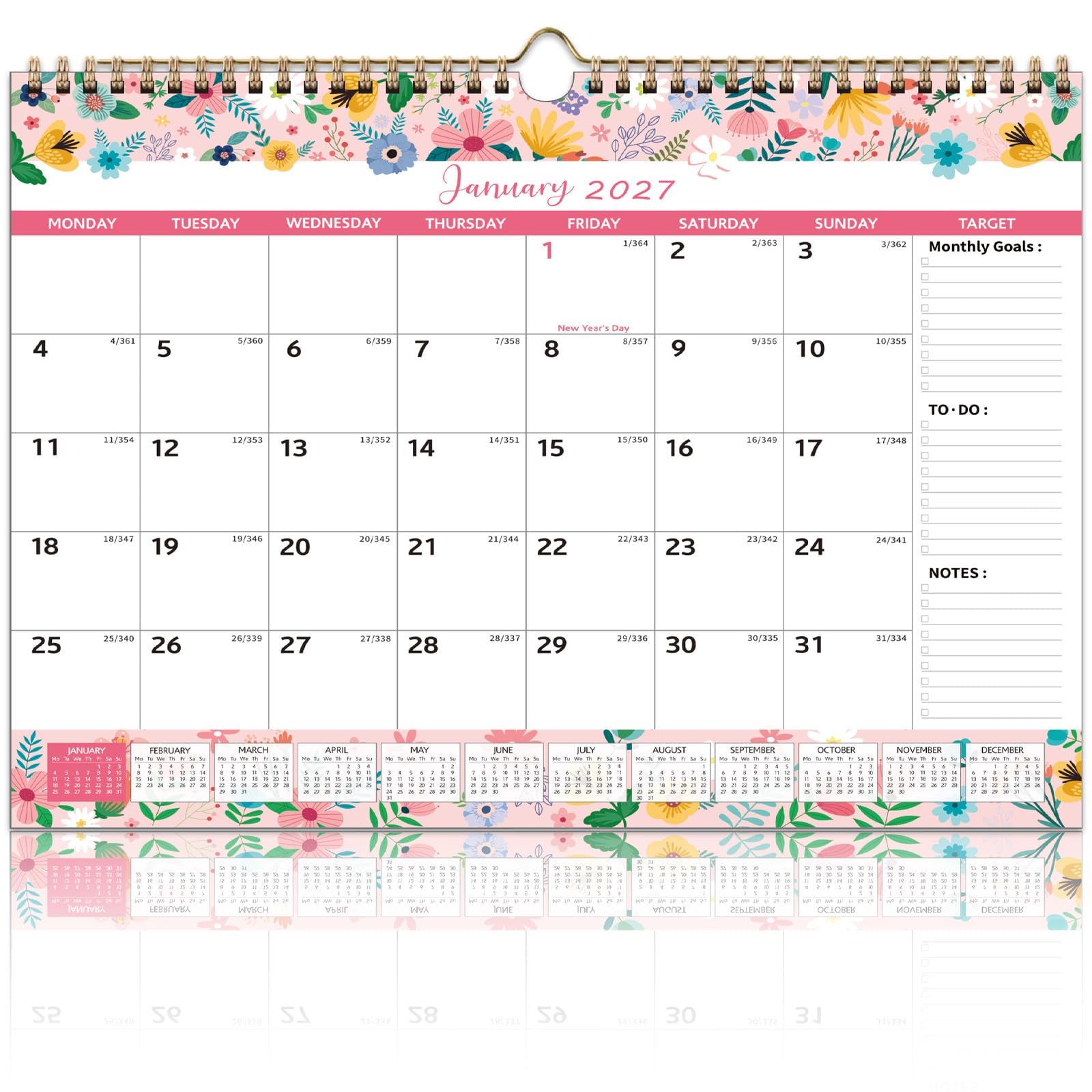2027 Calendar Floral Theme Wall Calendar for Home, Office or Study