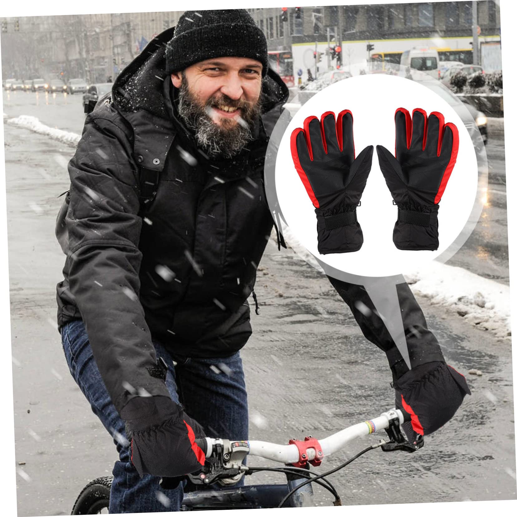 Sosoport Guanti Termici Antivento Per Ciclismo Polsino Elastico e Design Umanizzato Per Proteggere Le Mani Dal Freddo in Inverno Senza Batteria