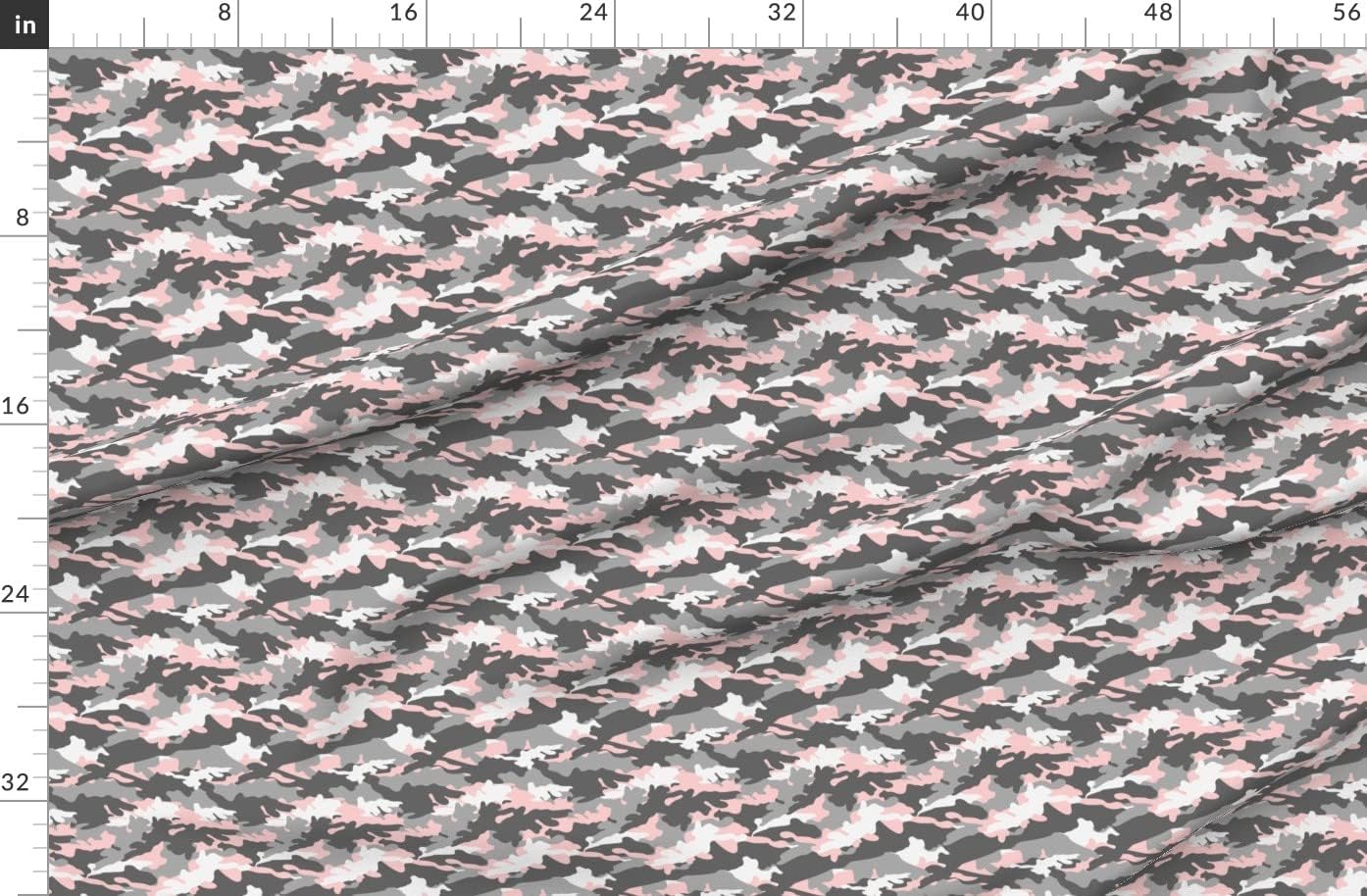 Spoonflower Fabric - Pink Gray Camouflage Camo Little Lady Coordinate Arrow Trendy Woodland Printed on Polartec(R) Fleece Fabric by The Yard - Sewing Blankets Loungewear and No-Sew