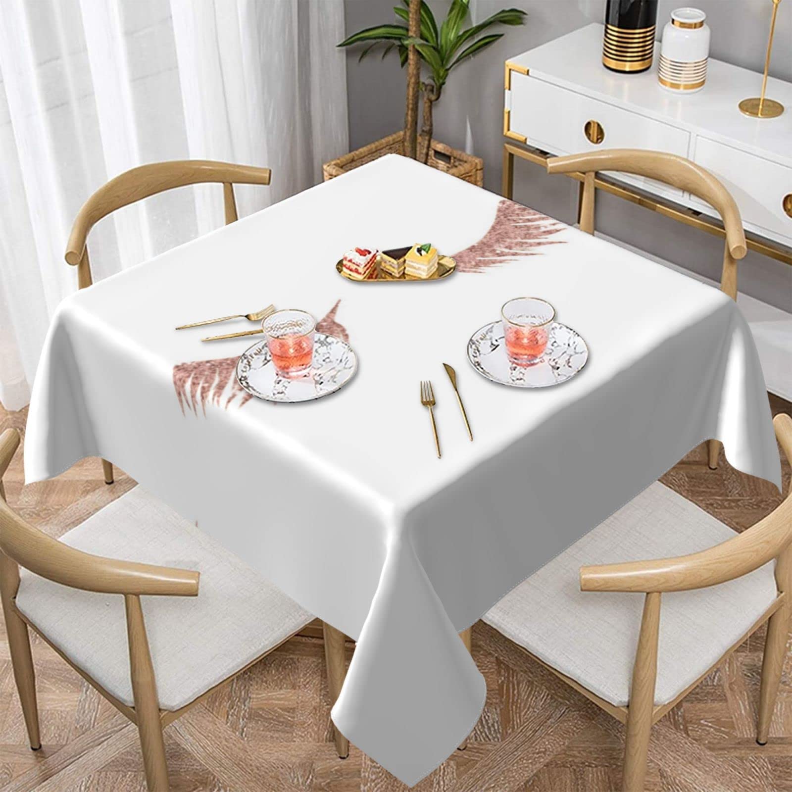 Lawenp Rose Gold Eyelashes Square Wrinkle-Free Table Cloth Cover Table Decorative for Wedding Dinning Party Banquet Tabletop
