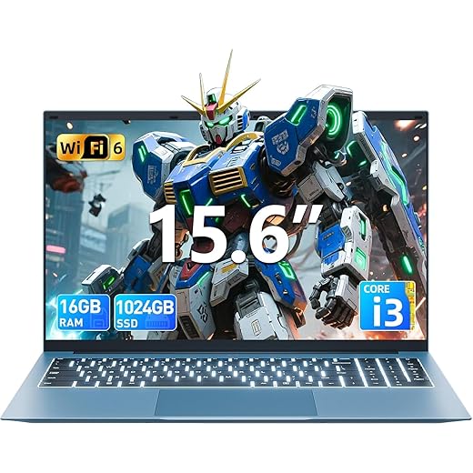 SGIN 15.6 Inch Laptop Computer, Win 11 Laptops with 16GB RAM 1024GB SSD, Core i3 CPU(Up to 3.9GHz) Backlit Keyboard, 53.2WH Battery, WiFi 6, IPS FHD Display, 180° Viewing, HDMI Type-C