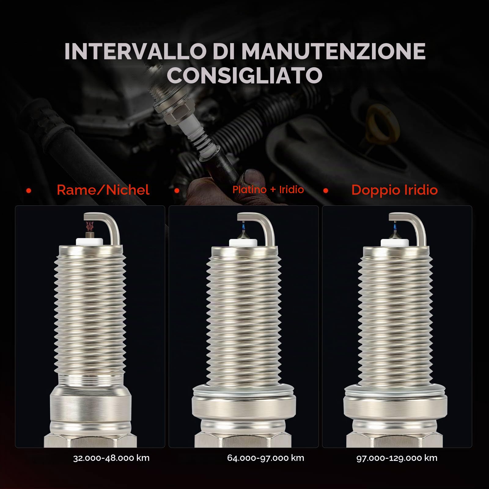 Frankberg 4 candele di accensione 04E 905 612 | Compatibile con: T.o.u.r.a.n 5T1, A1 Sportback 8XA 8XF, Polo 6C1 6R1, O.c.t.a.v.i.a III 5E3 NL3 NR3, A3 8V1 8VK