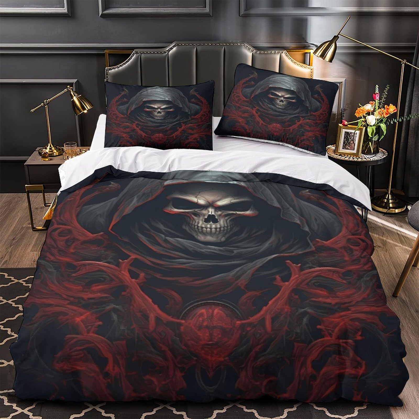 Parure de lit microfibre résistante 3D faucheuse gothique housse 135x200