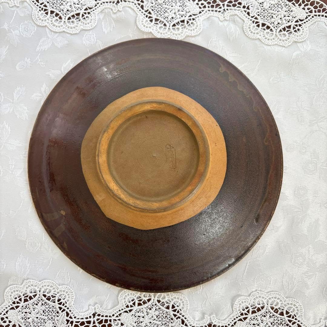 武内晴二郎？　倉敷堤窯？　呉須釉大皿　民藝　民芸 武内晴二郎？ 倉敷堤窯？ 呉須釉大皿 民藝 民芸