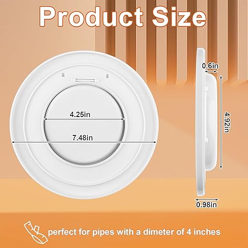 Miniatura 3 de kekafu Dryer Vent Cover Outdoor, Dual Door Seal White Exhaust Cap Exterior Wall Vent Cover with 4 Screws for 4'' Dryer Vent Duct, No Screen, Bird