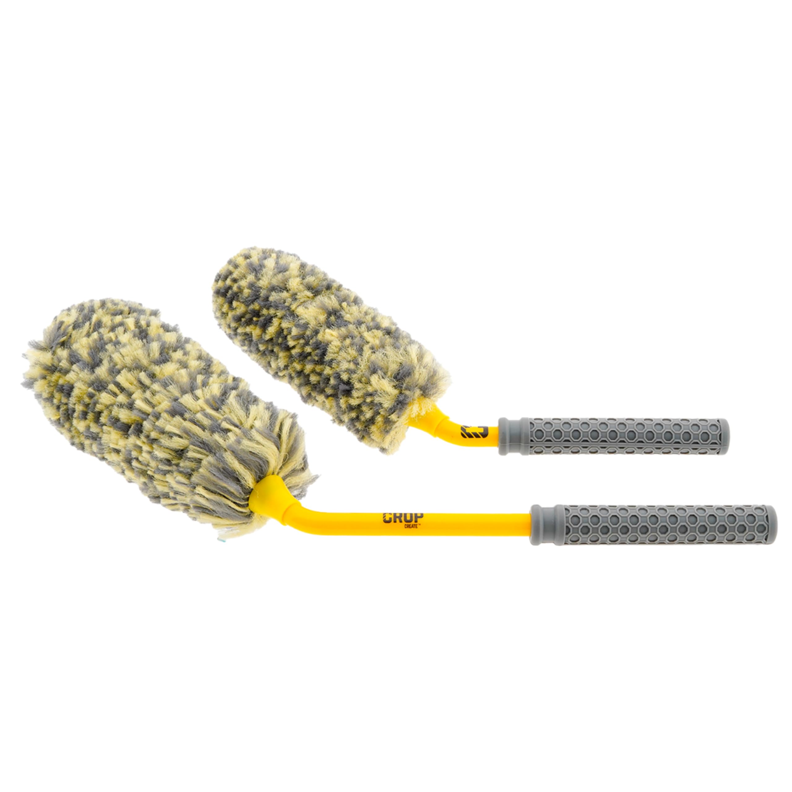 CROP Felgenbürste Mikrofaser Set - Auto Waschbürste für Felgenreiniger - Abgewinkelte Felgen Bürste für Alufelgen - Car Detailing Zubehör