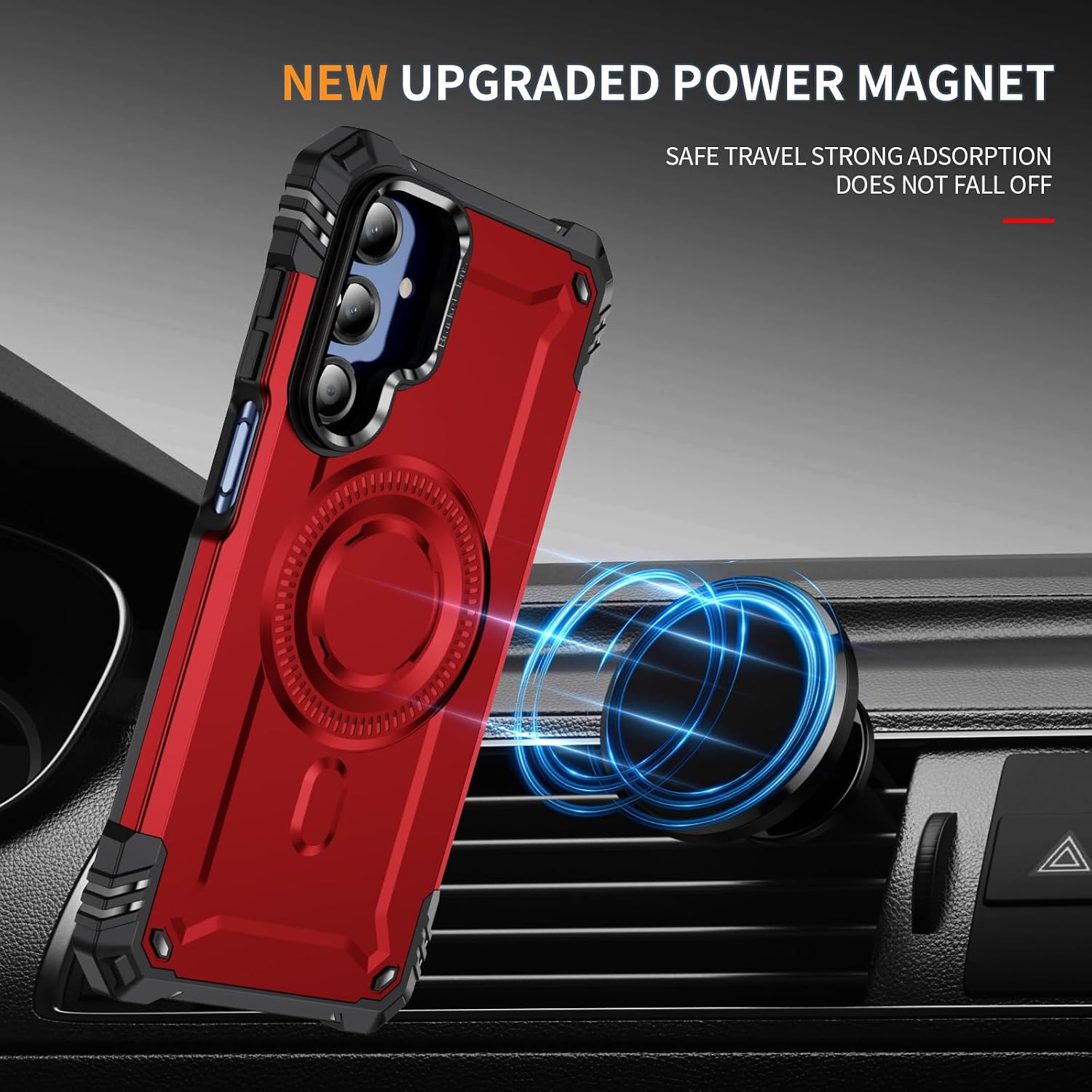 for Samsung Galaxy A16 5G Phone Case [Compatible with Magsafe] [15 FT Military Grade Drop Protection] with Screen Protector & Lens Protector Heavy-Duty Shockproof Case for Galaxy A16(J Red)