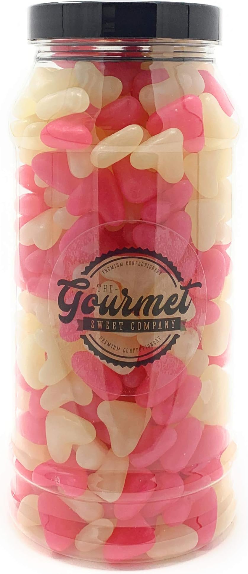 Pink & White Love Heart Jelly Beans Retro Sweet Shop Jar by The Gourmet Sweet Company