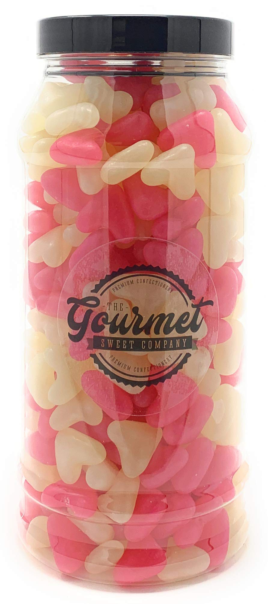 Pink & White Love Heart Jelly Beans Retro Sweet Shop Jar by The Gourmet Sweet Company
