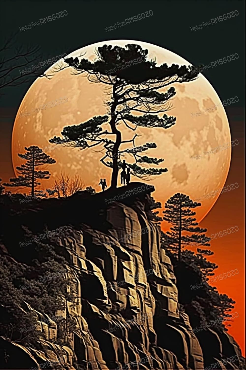 RMSGOZO Purple Tree & Full Moon Diamond Painting - Oil Painting Lake Diamond Art Kits for Adults, Full Round Gemstone Crystal Cross Stitch Kit, for Wall Decor & Club Decor (20 X 24 Inch)
