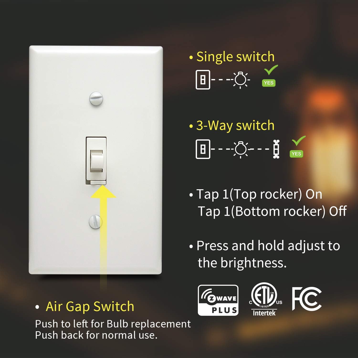 Minoston Z-Wave Dimmer Light Switch, in Wall Toggle Switch, Built-in Signal Repeater/Range Extender, 3-Way Installation, Works with SmartThings, Wink, Z-Wave Hub Required, White(MS13Z)
