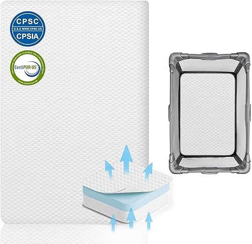 Miniatura 13 de Lisara - Colchón para cuna de bebé, 47 x 23.6 pulgadas, colchón de espuma viscoelástica de gel de doble cara con funda impermeable y extraíble de