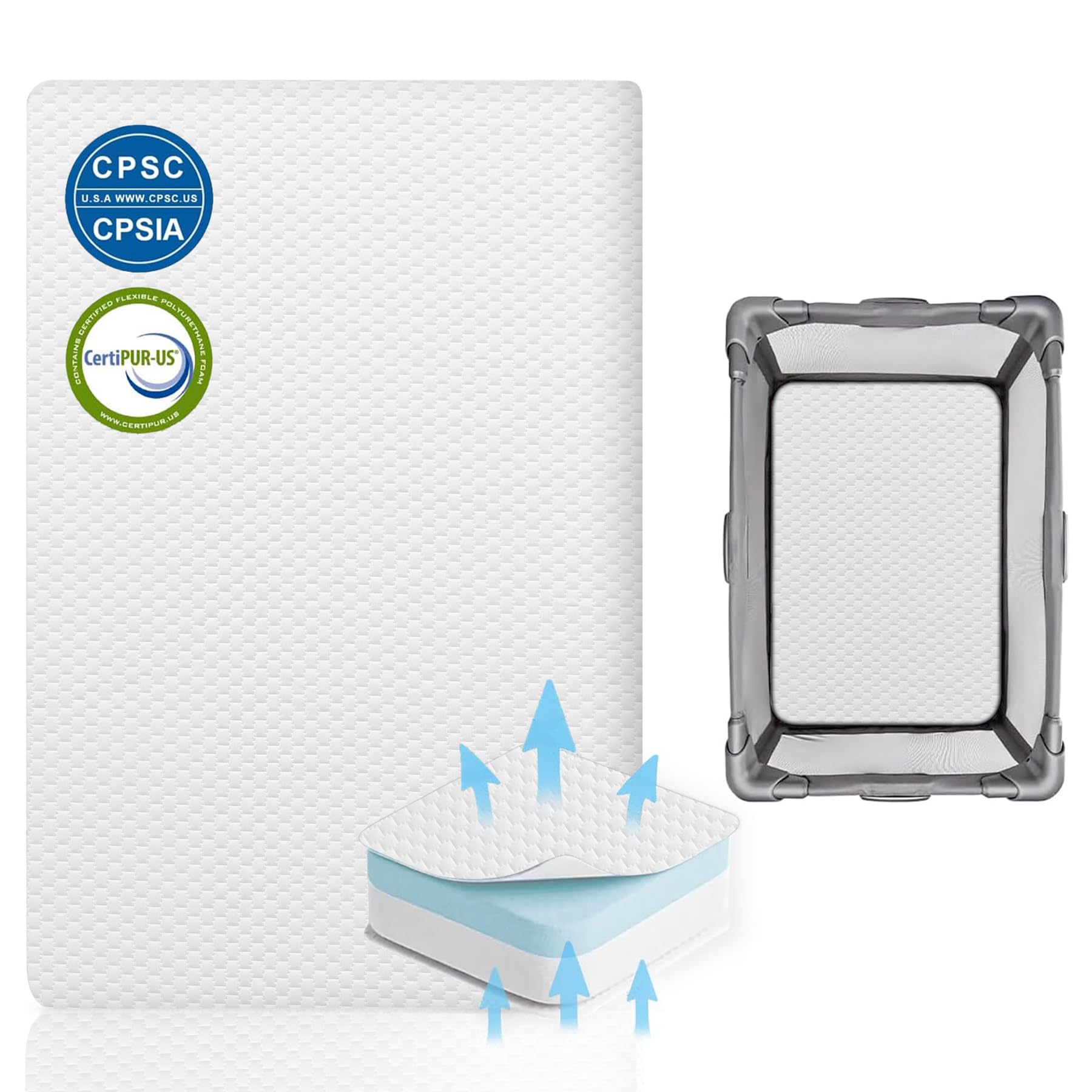Lisara Baby Bassinet Mattress, 38 x 26 Inch, Gel Memory Foam, Rectangle