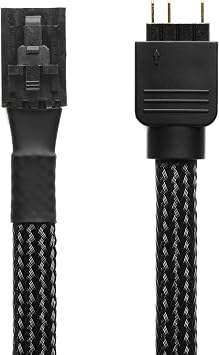 CRJ 4-Pin ARGB Lighting Adapter Cable - 6-inch 15cm Premium Black Sleeved, for Corsair iCUE Commander and Node 4-Pin RGB Lighting