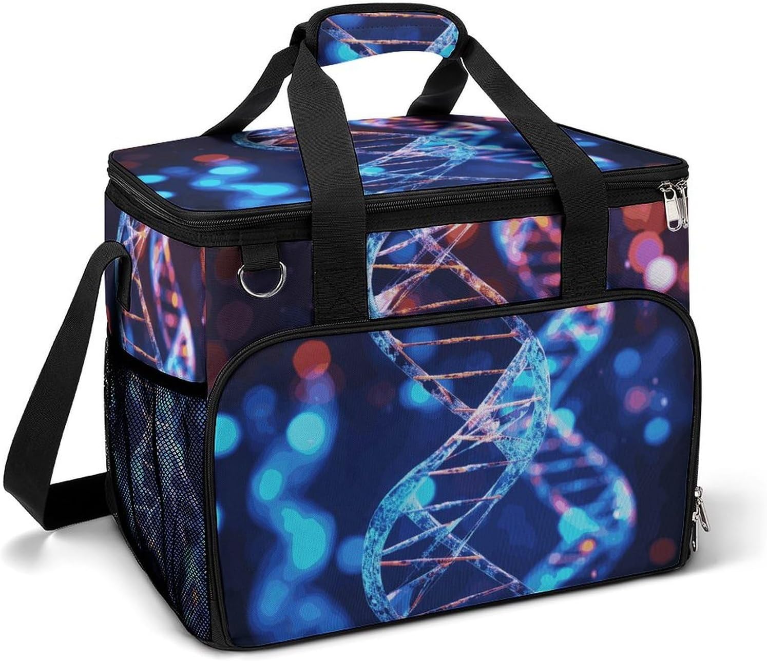 Insulated Picnic Backpack Tote Bag, Large Capacity 30L DNA Genetic Helix Cooler Bag Leakproof Beach Bags Portable Lunch Box Waterproof Picnic Basket for Beach Camping BBQ