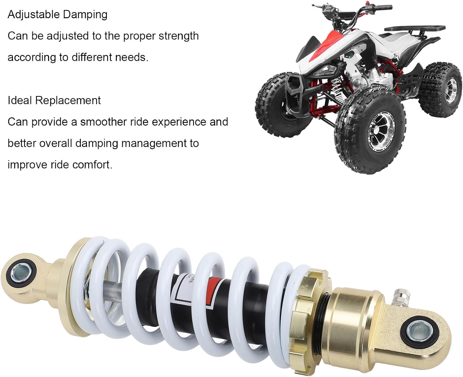 Qiilu Strut Shock Absorber 250mm Hole Distance 8mm Adjustable Damping Suspension Spring Shock Absorber for Motorcycle ATV