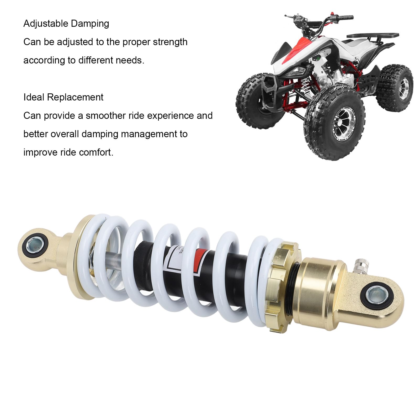 Alomejor Amortiguador Ajustable Resorte de Suspensión Duradero para Motocicletas ATV Distancia del Orificio de 250 Mm Aleación de Aluminio 1 Unidad
