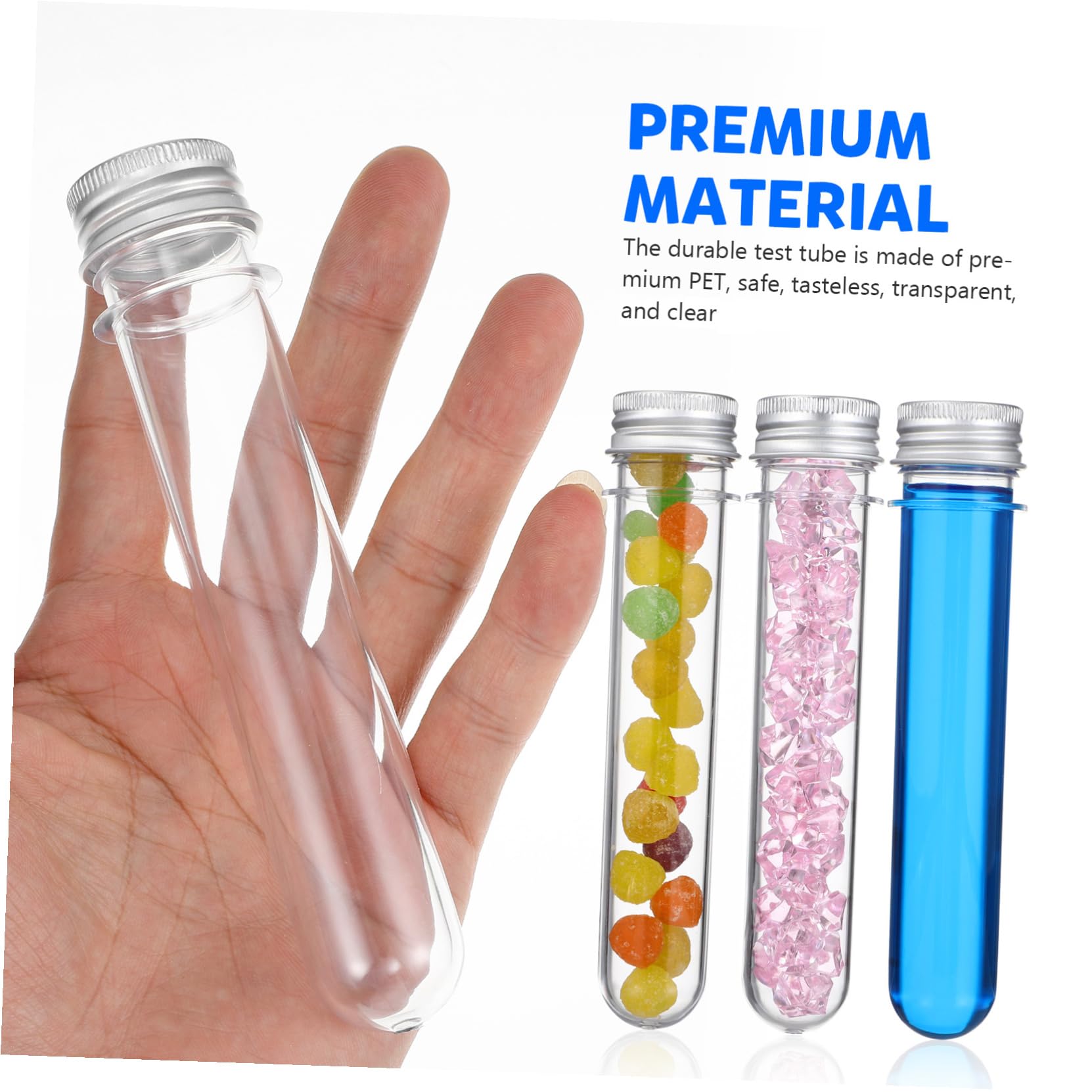 BESTYASH Provette in Plastica Pet Provette Trasparenti con Tappo Vite in Alluminio di Campioni per Oggetti Artigianali