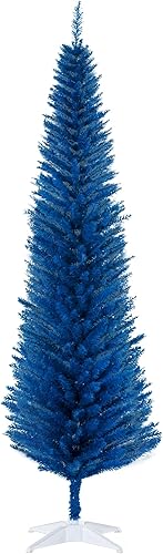 Vista 22 de HOMCOM Árbol de Navidad artificial de 7 pies, árbol de Navidad estrecho con 499 puntas de rama realistas y soporte de plástico, negro
