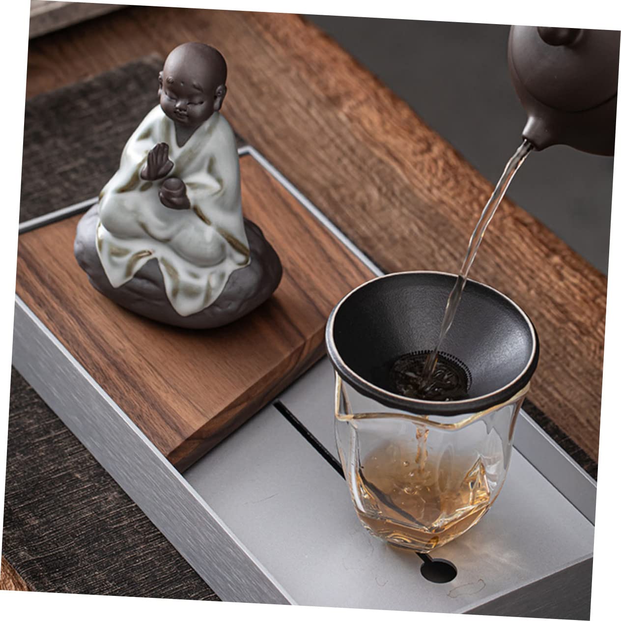 1juego Infusor De Té Cerámico Miniatura Diseño De Buda Accesorios Para Ceremonia Del Té Compacto y Ligero Para Decoración Del Hogar Para y Uso Personal