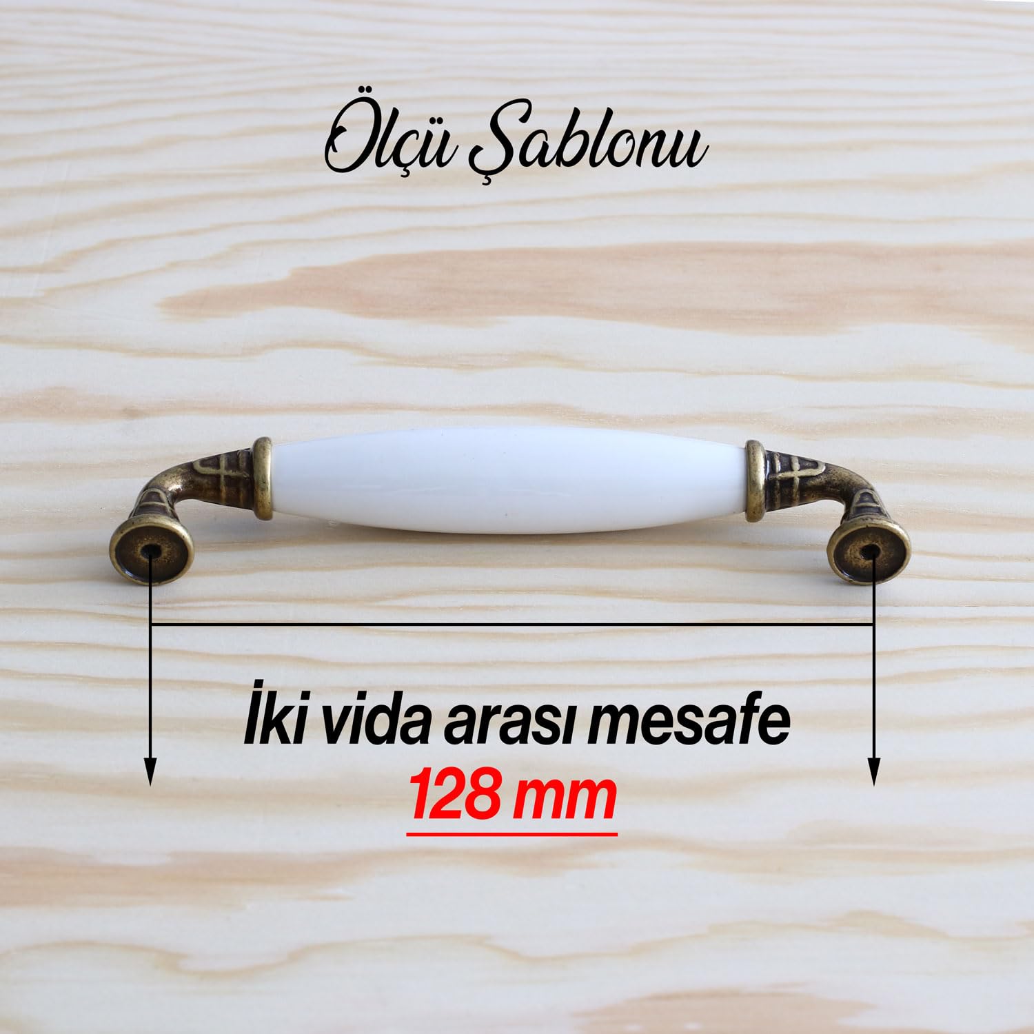Badem10 Gerçek Porselen Antik Sarı 128 mm Kulp Mobilya Çekmece Mutfak Kulplar Kulpu Dolabı Dolap Kapak Kulpu