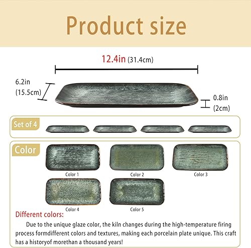 Miniatura 2 de Juego de platos de cerámica para servir, 4 piezas para comidas principales, tacos, almuerzos, aperitivos, platos, aptos para microondas y