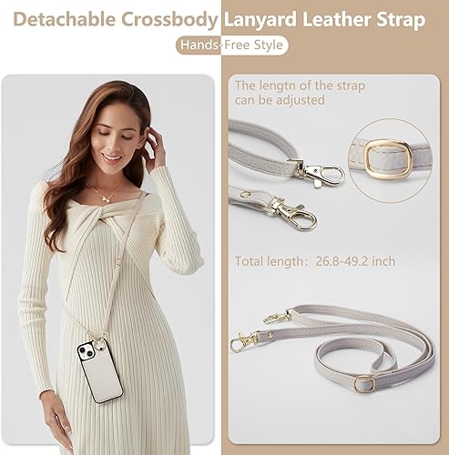 Miniatura 2 de Keallce Funda para iPhone 15 de 6.1 pulgadas, funda cruzada desmontable con ranuras para tarjetas de bloqueo RFID, anillo de soporte de 360, funda