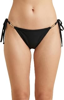 Selfcare Women Solid Black Bikini Panty|Lycra Blend|Side Tie-up with Gold Chain|Adjustable Fit|Low Rise|SN4792-FS Price In India