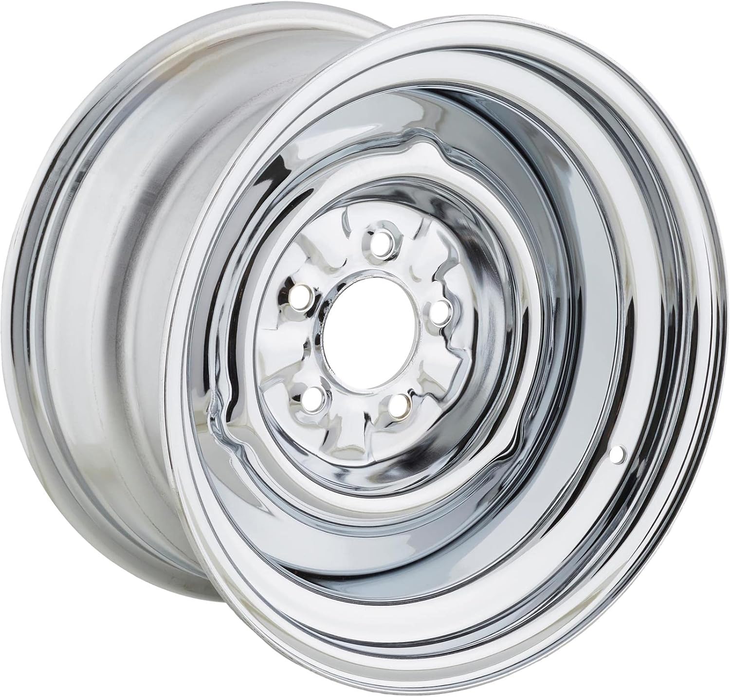 O/E Style Hot Rod Chrome Steel Wheel, 15x8, 5 on 4.5, 4.25 BS