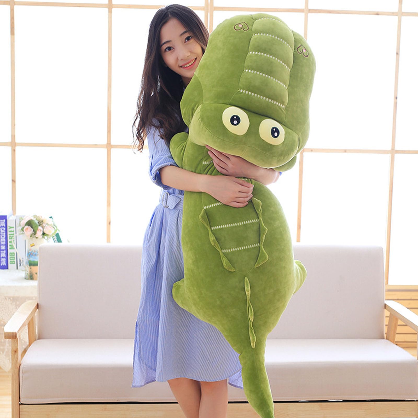 Riesen Krokodil Kuscheltier XXL, weich groß Aligator Stofftier Plüschtier, Weiches Krokodil-Plüschkissen, Plüsch Krokodil Spielzeug Kissen, Krokodilkissen Geschenk für Mädchen Jungen (130cm)