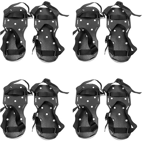 QWORK Gunite Spiked Shoes With 3/4” Short Spikes Perfect For Epoxy Floor, Overlays, Cover Installation, Green Color (Pair)
