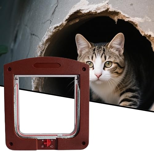 Miniatura 8 de Puerta interior para gatos  Puerta con solapa para gatitos con bloqueo de 4 vías  Solapas resistentes a la intemperie para cachorros para