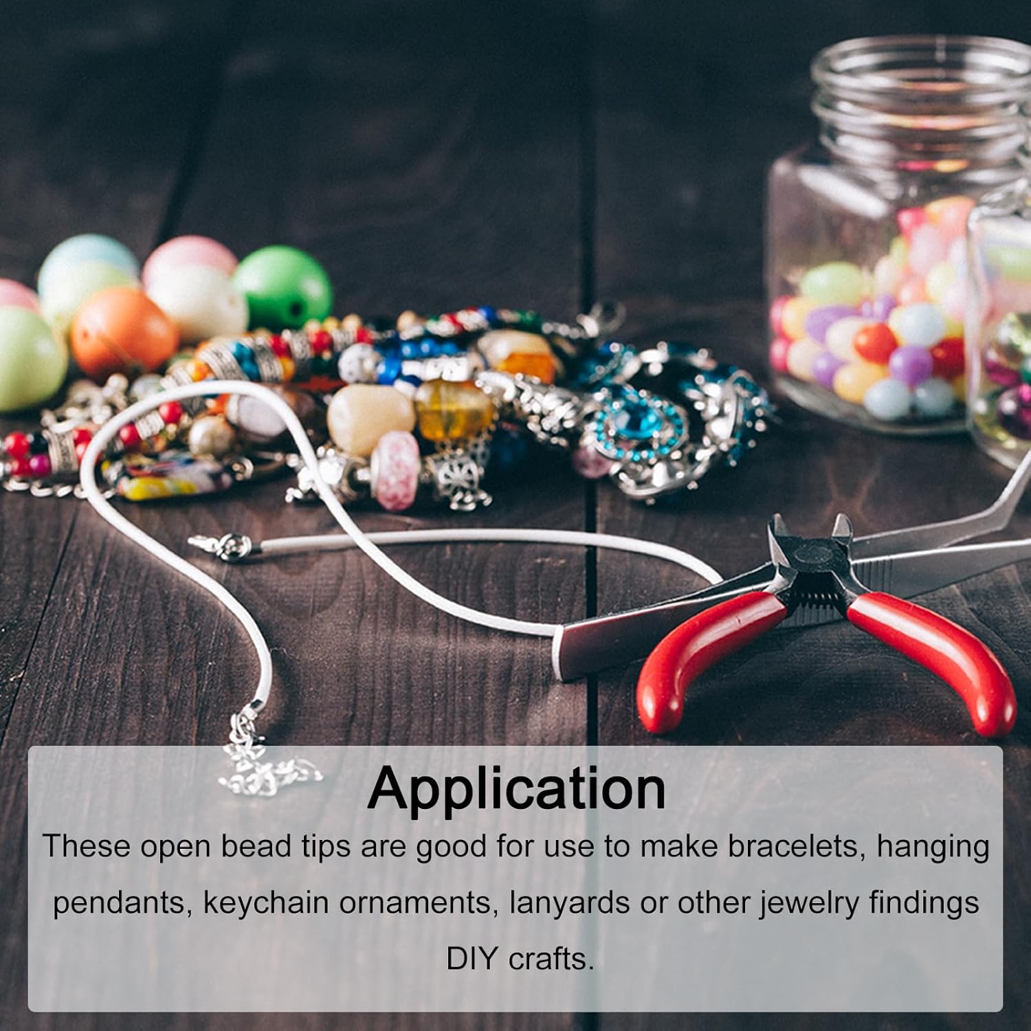 uxcell 200pcs Open Bead Tips Knot Covers, 1mm Metal Clamshell Crimp Fold-Over Calotte Ends Caps for DIY Bracelets Necklaces Crafts Jewelry Making, Black - Image 4