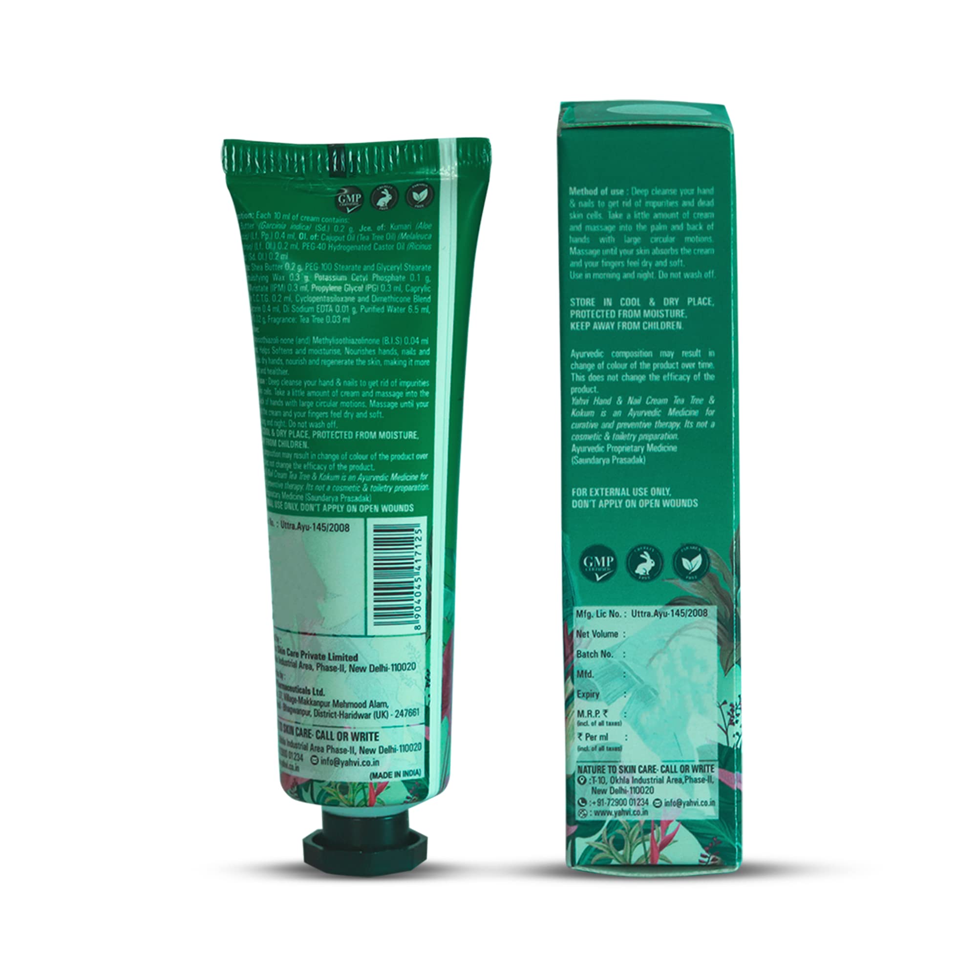 Yahvi Hand And Nail Cream Tea Tree & Kokum | Hand Cream For Dry And Rough Hands, Cuticle Cream & For Nail Care | Ayurvedic Hand Cream For Women | All Skin Types | Paraben-free & Cruelty-free | 30 Ml - Image 2 thumbnail