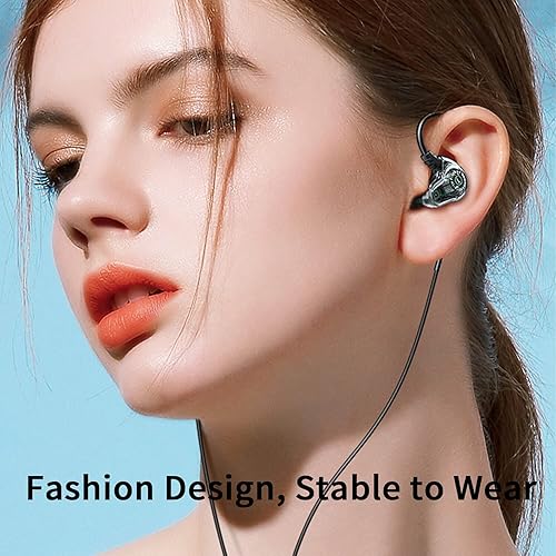 Miniatura 2 de Holiper Auriculares deportivos con cable con ganchos para los oídos, auriculares estéreo con cable de doble conductor extra bajo con micrófono,