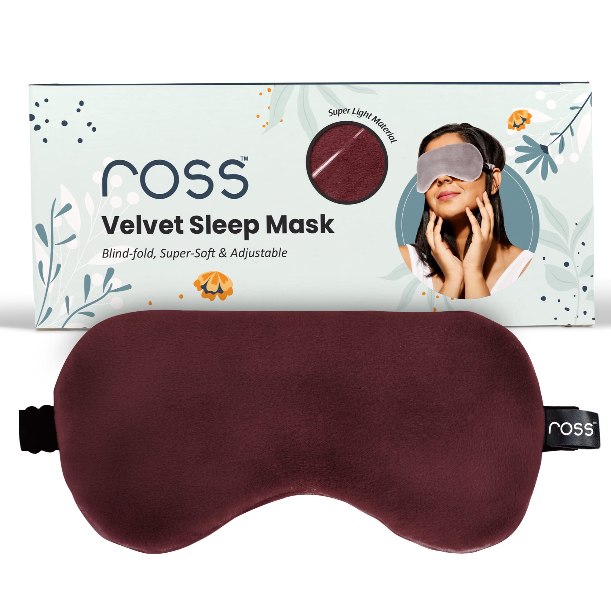Breathable Fabric Sleep Eye Mask – Ultra-Soft, Smooth & Cozy with Adjustable Strap for Ultimate Comfort, Light Blocking & Deep Sleep – Perfect for Travel, Meditation, Naps, Relaxation & Stress Relief - Maroon