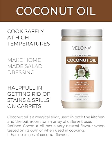 Miniatura 9 de velona Aceite de coco 76 grados 8 onzas  Aceite portador 100% puro y natural  en tarro  refinado, prensado en frío  Cuidado de la piel, cara,