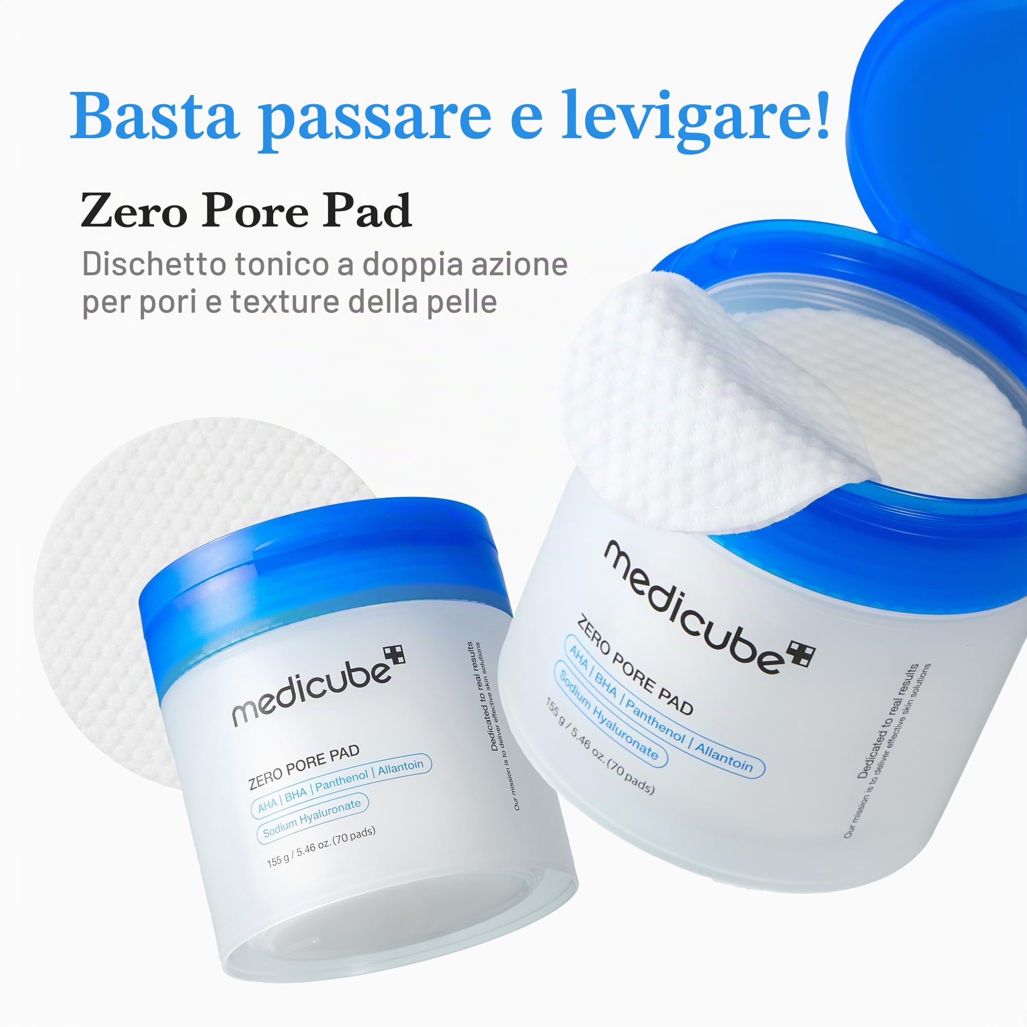 medicube Zero Pore Pads 2.0 Tamponi Tonici Per Il Viso A Doppia Texture Per L'Esfoliazione E La Cura Dei Pori Con Acido Lattico Al 4,5% E Acido Salicilico Bha Allo 0,45%, (70 Unità)