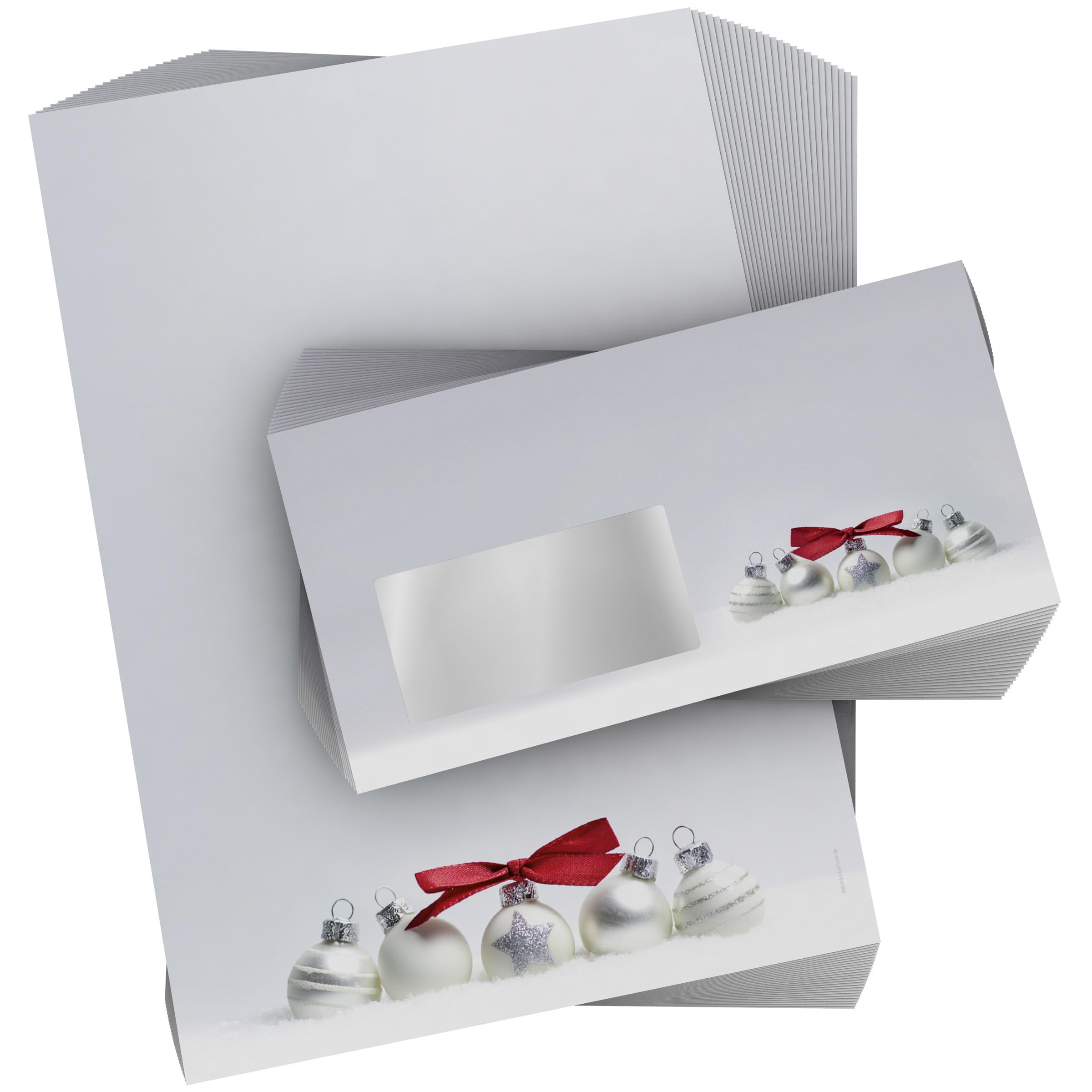 Weihnachtsbriefpapier-Set 100 Blatt A4 + 100 Kuverts mit Fenster