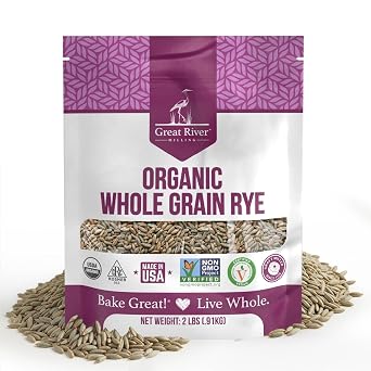Great River Milling Organic Whole Grain Rye Berries, Non-GMO, 2 lb