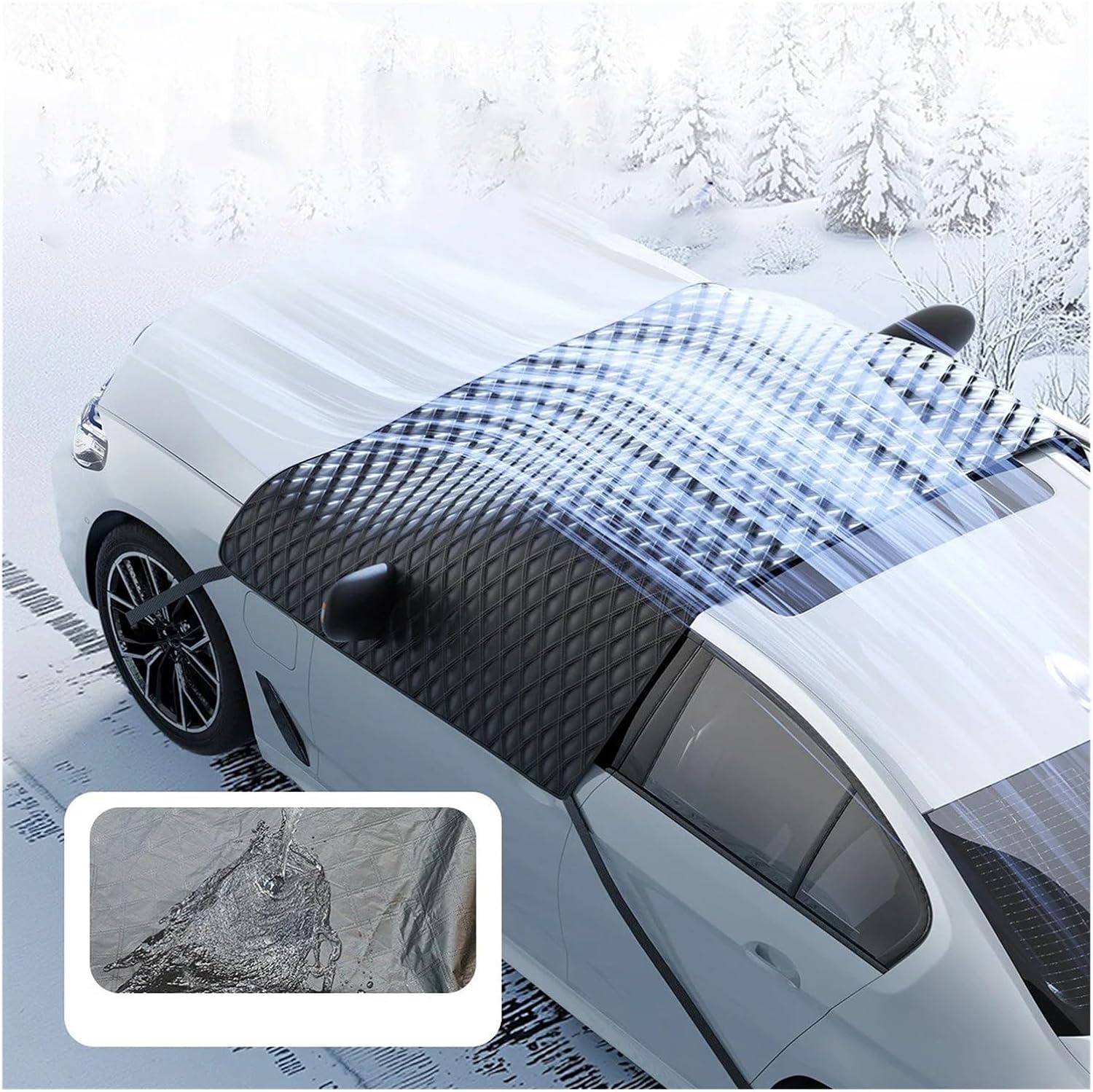 Snow Protection for Cars Car Windshield Covers Snow Shield Waterproof Winter Outdoor Awning Sunshield Half Protector Cover(Without Magnetic)