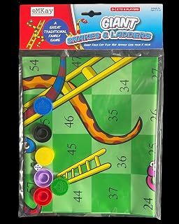 eMKay® Giant Snakes and Ladders Fold Out Play Mat Board Traditional Childrens Game (75cm x 75cm Approx Size)