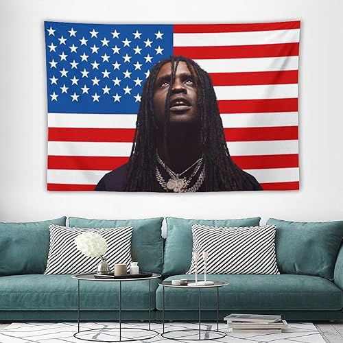 Miniatura 3 de NOsawa Tapiz de bandera de rapero cantante para dormitorio, decoración del hogar, álbum de pared con música, divertido póster colgante, impresión de