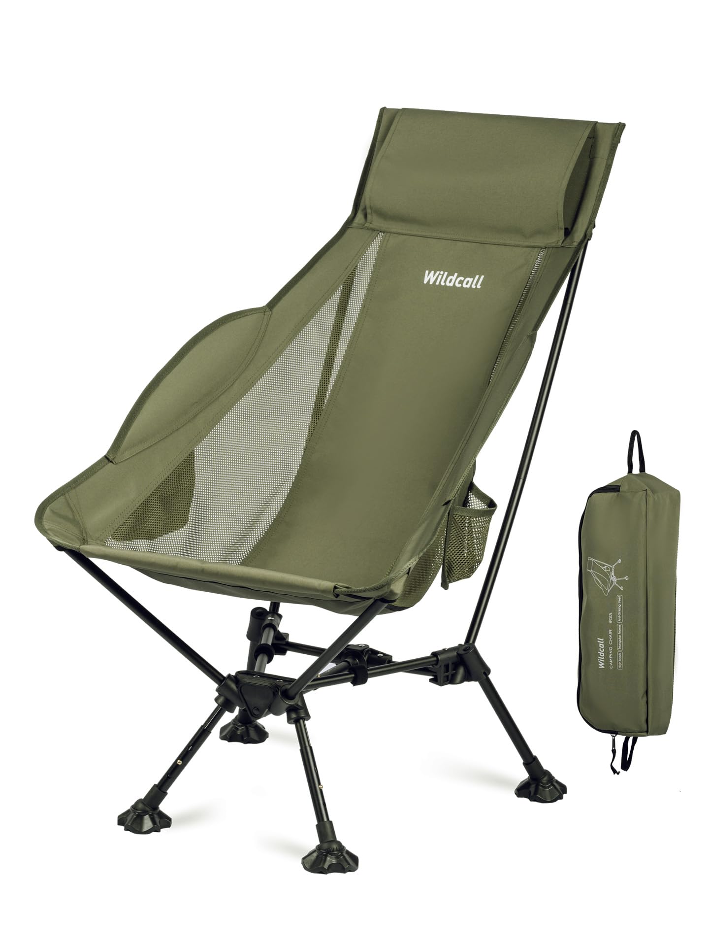 Photo 1 of WildCall Lightweight Folding High Back Camping Chair with Head Support, Compact Beach Chair with Anti-Sinking Large Feet and Three Tilt Angles Adjustment