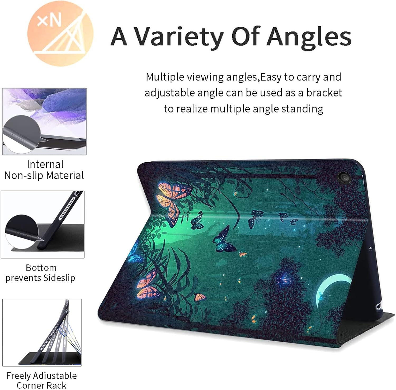 Tablet Case for Samsung Galaxy Tab A8 10.5 inch Case 2022,PU Leather Folio Stand Cover with Smart Auto Wake/Sleep for Galaxy Tab A8 10.5 inch 2022 Model [SM-X200/X205/X207],Butterfly in Green Forest