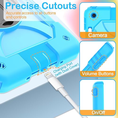 Miniatura 4 de BMOUO Funda para iPad de 987 generación de 10.2 pulgadas, a prueba de golpes, con soporte giratorio de 360 grados, correa de hombro y mano para iPad