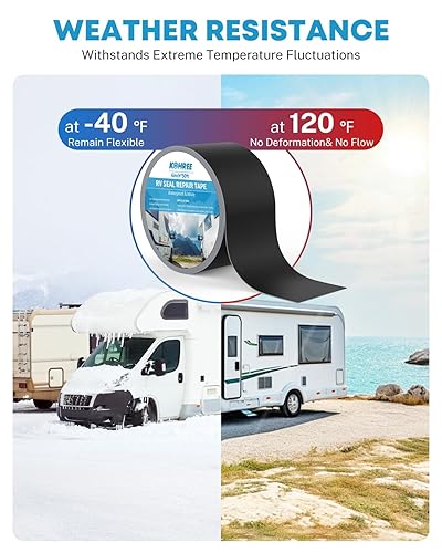 Miniatura 16 de Kohree Cinta selladora para RV, 4 pulgadas x 50 pies, cinta de sellado de techo blanca para caravana UV y resistente a la intemperie