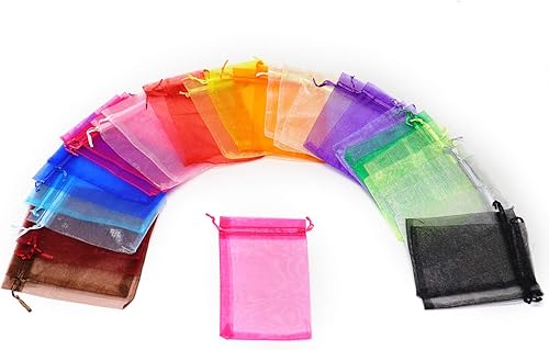 Miniatura 233 de Dealglad 100pcs Drawstring Organza bolsas de joyería caramelo para fiestas, casamientos, regalos Negro